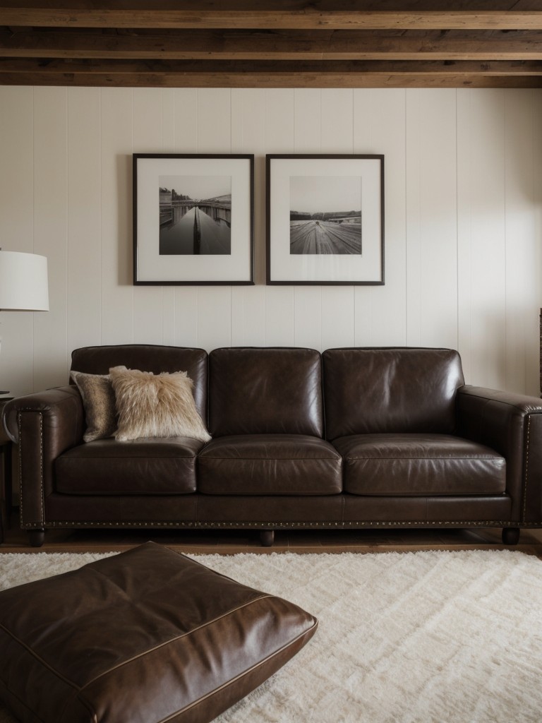 Layering textures like leather, faux fur, and tweed to add depth and visual interest to the space.