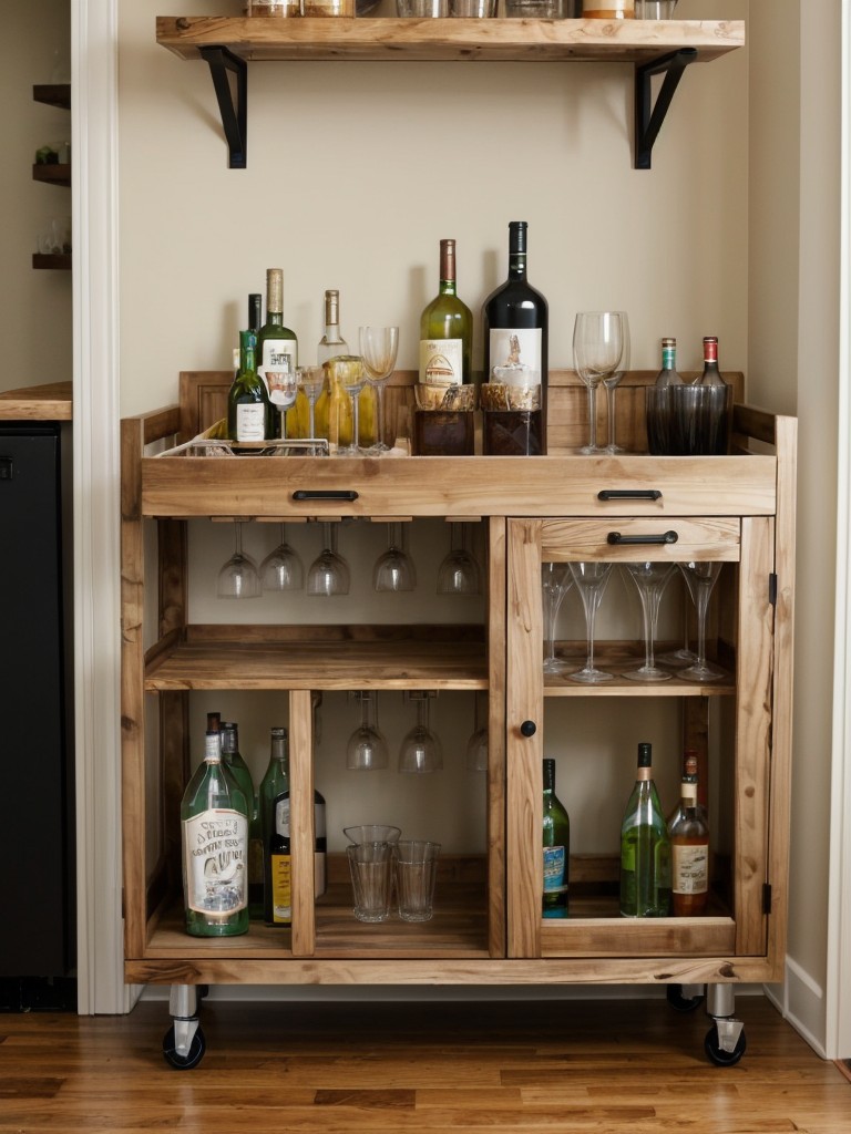 Build a DIY bar cart or mini home bar to entertain guests in style.