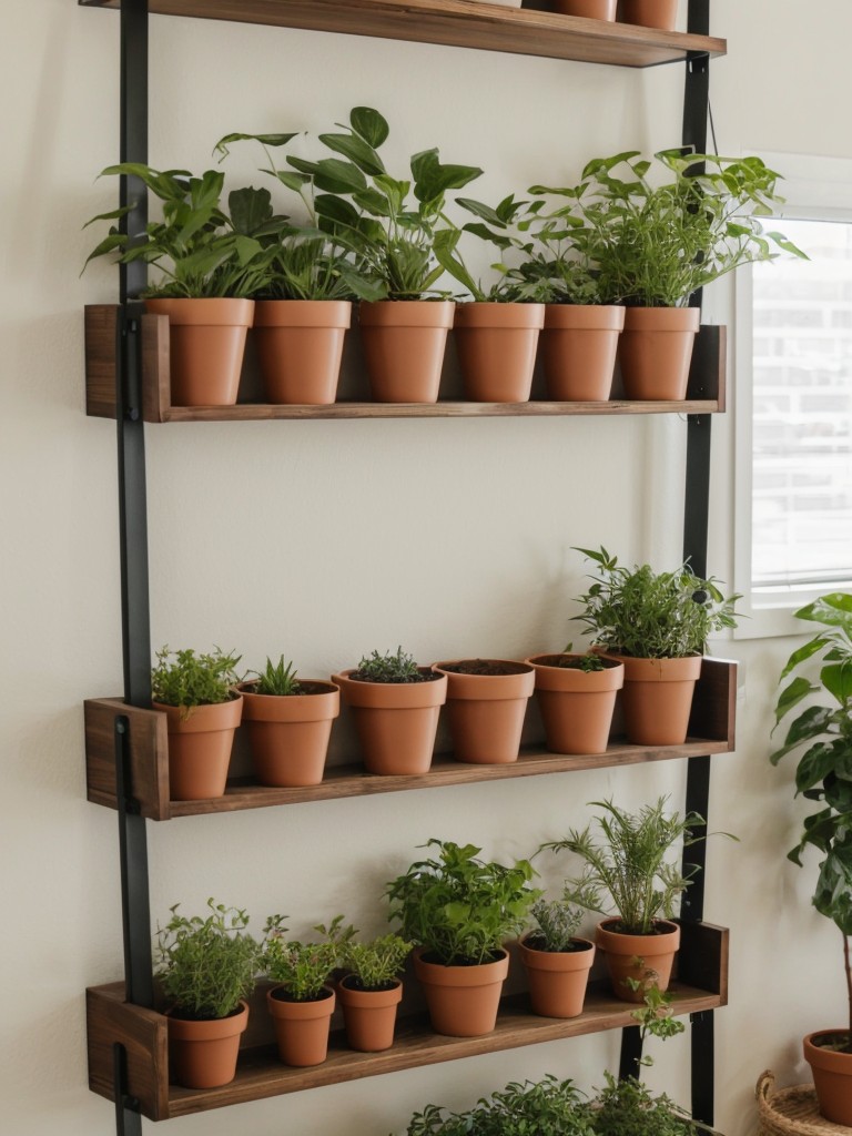 DIY a hanging plant shelf or vertical garden to bring nature indoors.