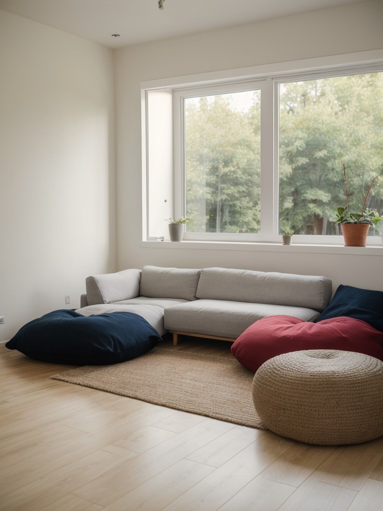 Make your own floor cushions or bean bags for comfortable seating options.
