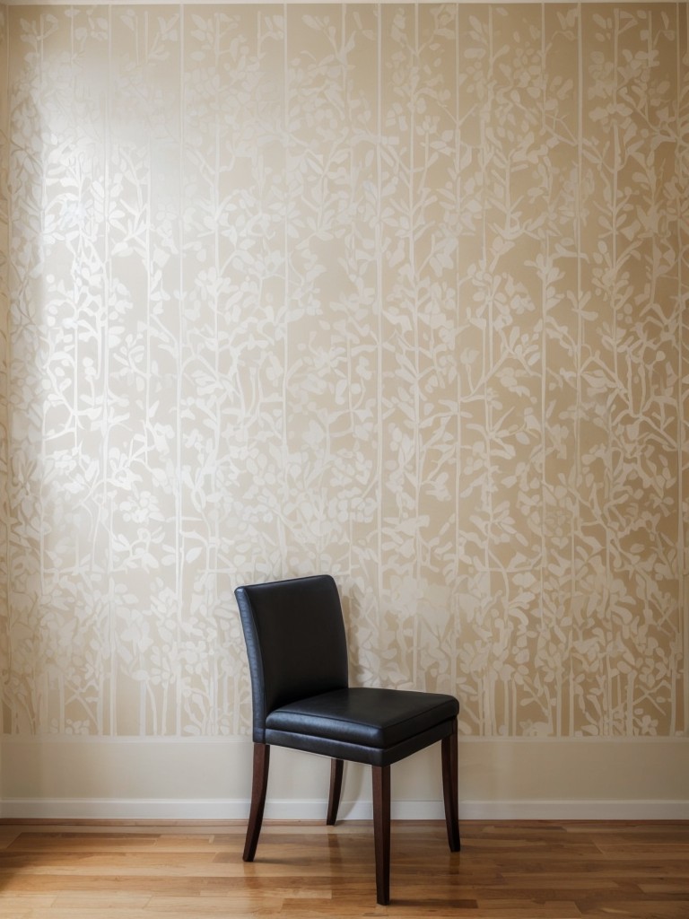 Paint an accent wall or create a DIY wallpaper using stencils for a personalized touch.