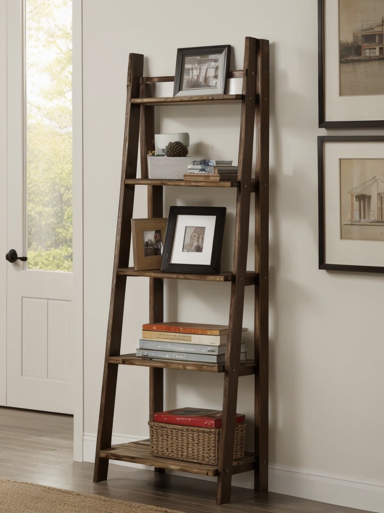 Transform an old ladder into a stylish and practical bookshelf or display rack.