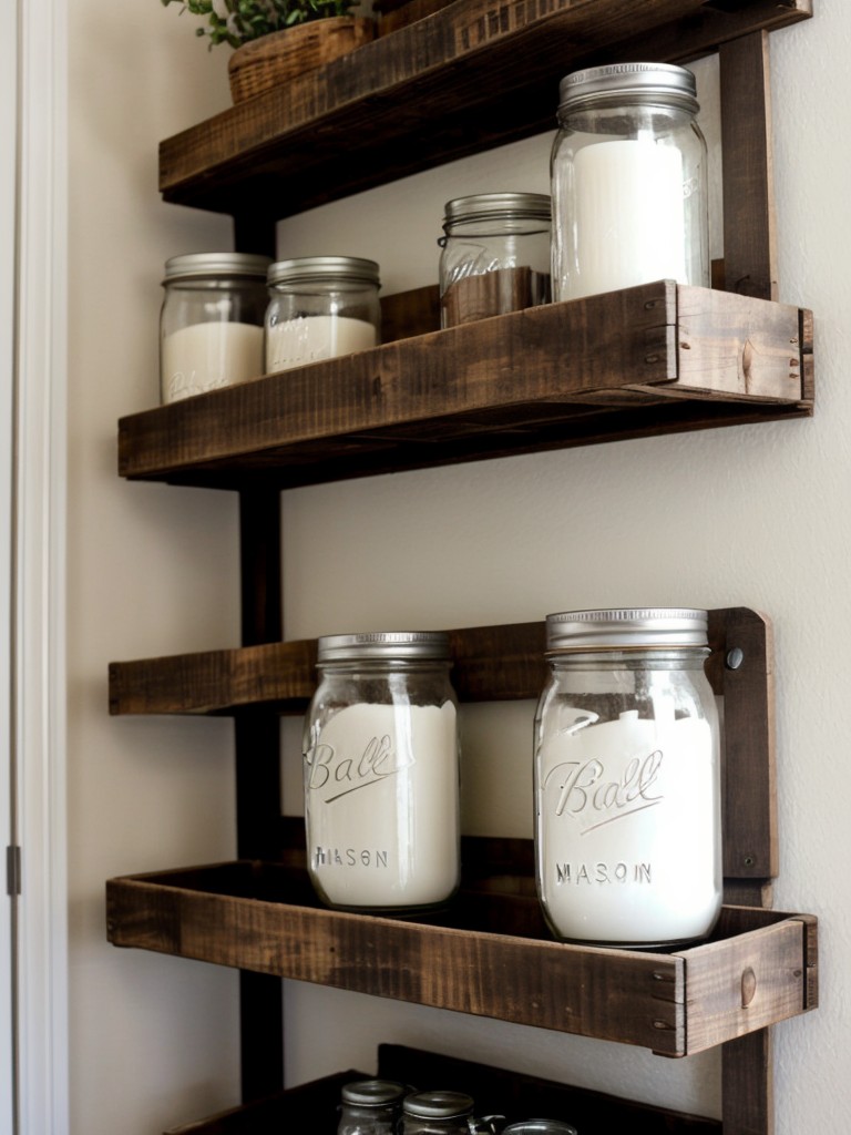 Budget-friendly apartment decor using repurposed materials, like mason jars turned into candle holders and old crates as shelving units.