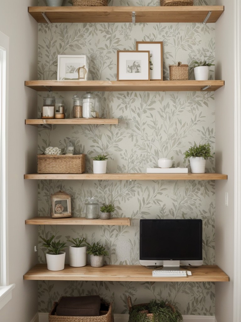 Renters-friendly decorating ideas, like removable wallpaper, wall decals, and easy-to-install shelving units that won't damage the walls.