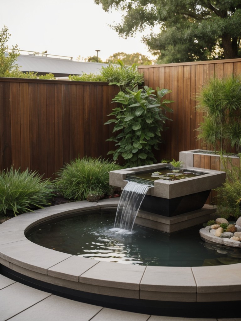 Consider adding a small water feature, like a tabletop fountain or a mini pond, to bring a sense of tranquility and serenity to your small apartment patio.