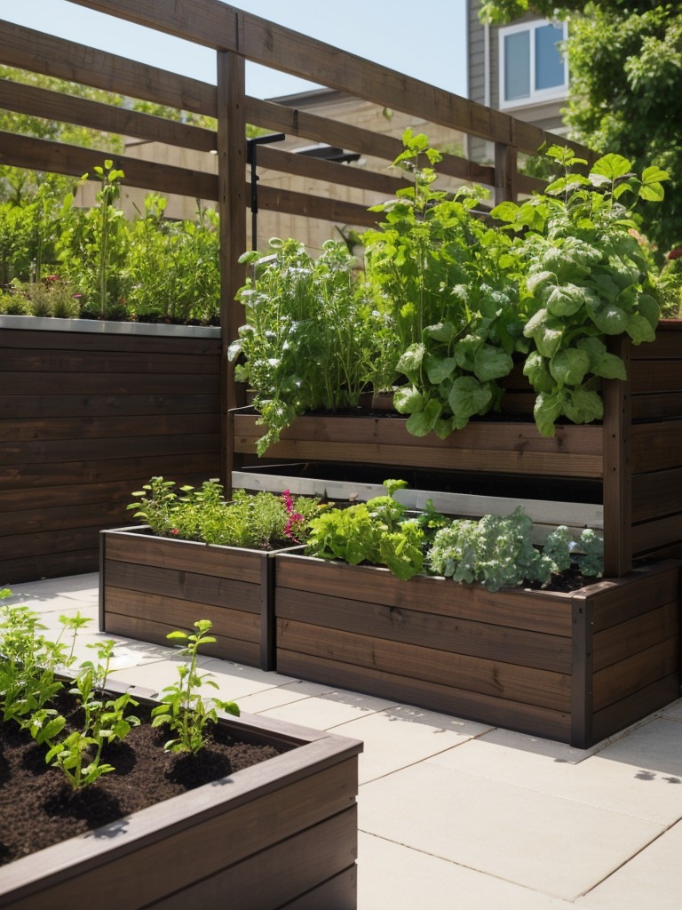 Incorporate a small herb or vegetable garden on your apartment patio, utilizing planters or raised beds, to have fresh produce right at your fingertips.