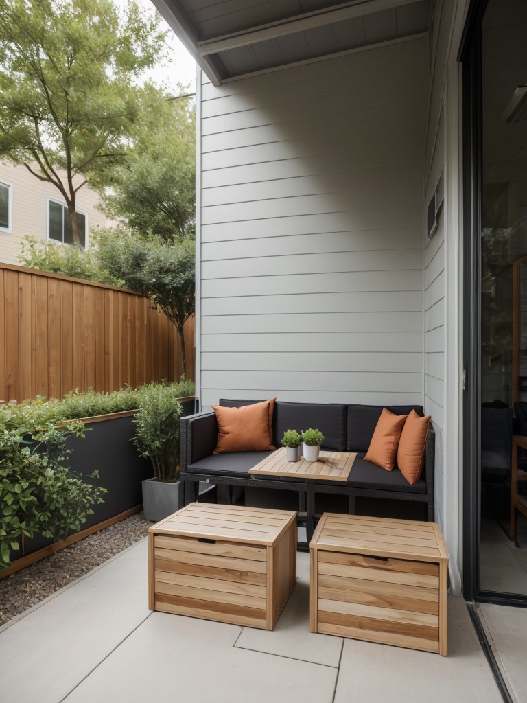 Utilize a modular seating system on your small apartment patio, allowing you to rearrange and customize your furniture layout based on your needs and available space.