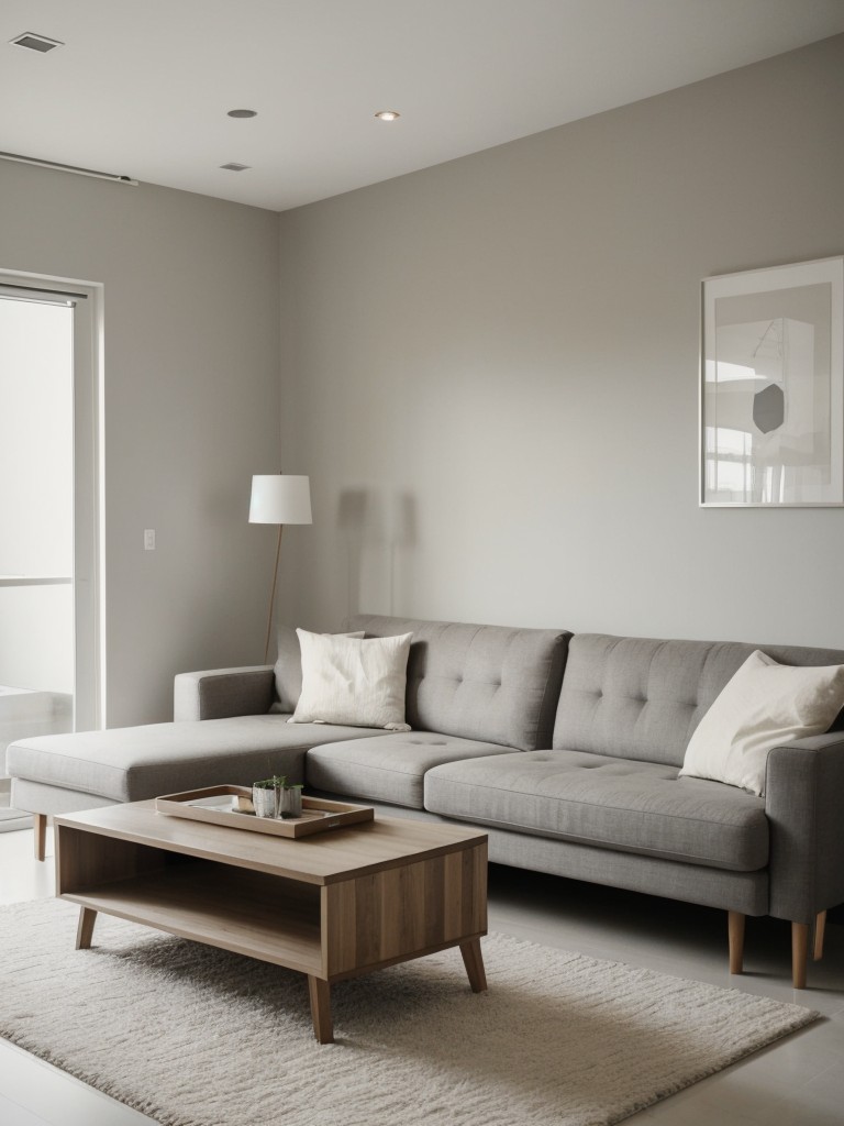 Minimalist bachelor pad decorating ideas, focusing on clean lines, neutral colors, and a clutter-free aesthetic.