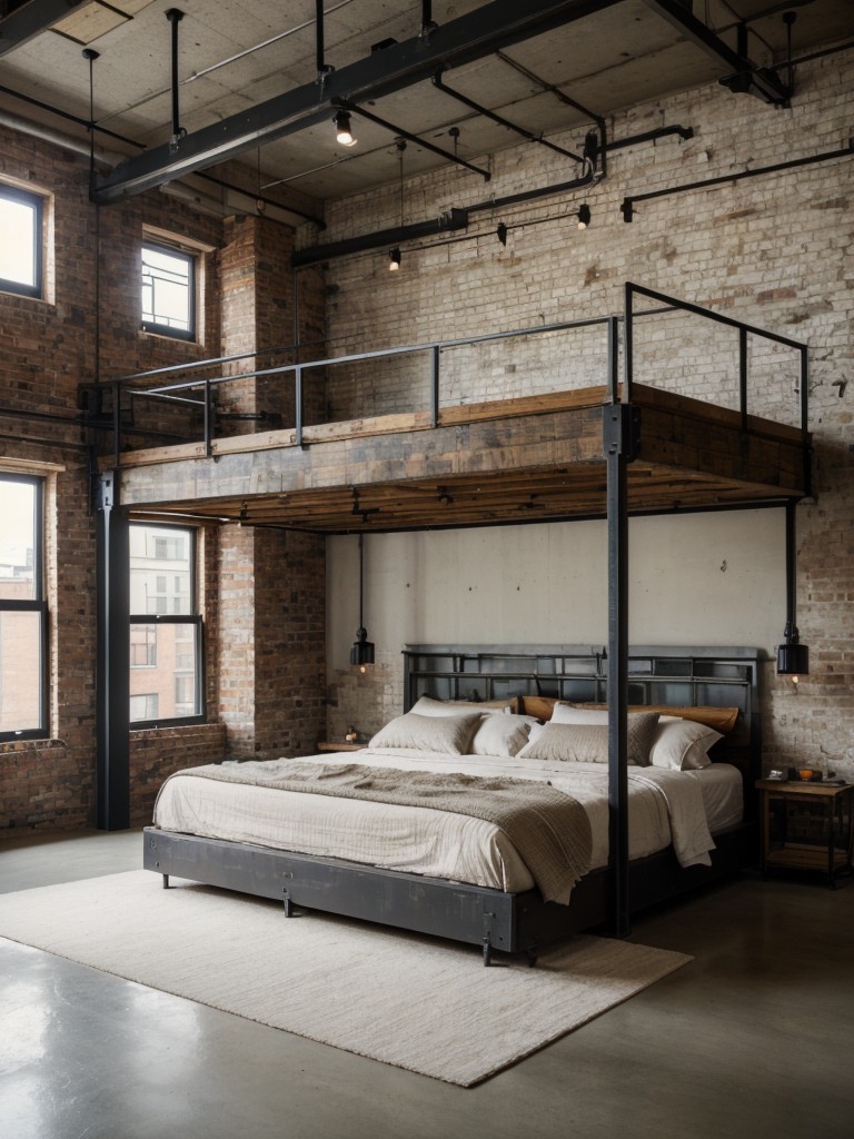 Urban loft-inspired apartment ideas with open floor plans, lofted beds, and a mix of industrial and rustic elements.