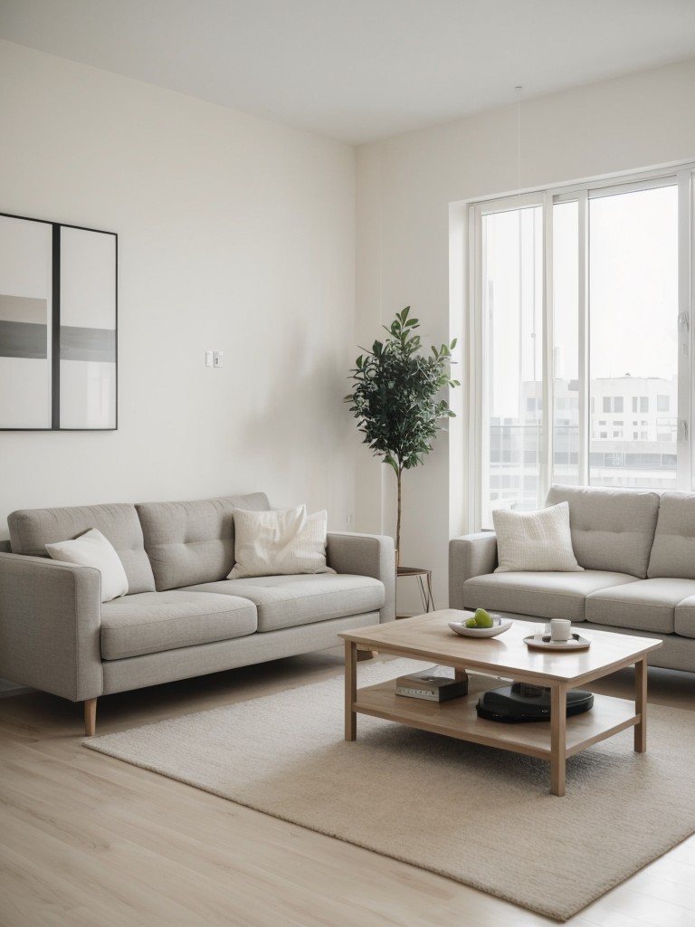 Minimalist apartment decor ideas featuring neutral colors, sleek furniture, and clean lines.