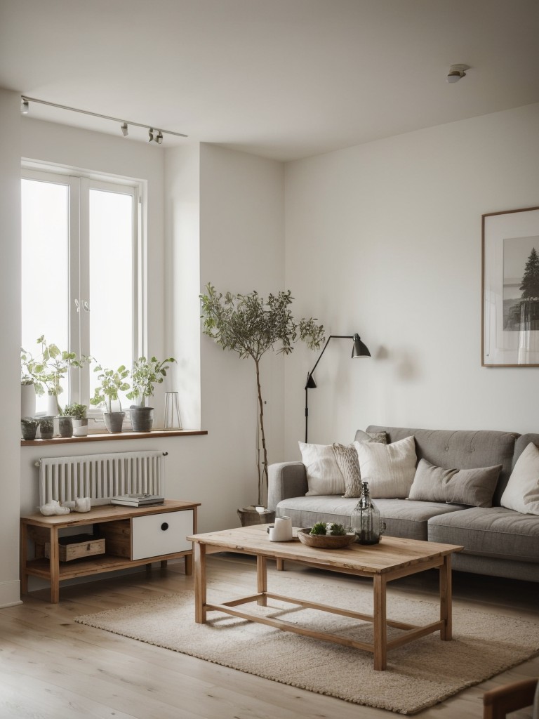 Scandinavian apartment decorating ideas with light wood furniture, natural textures, and cozy accents.