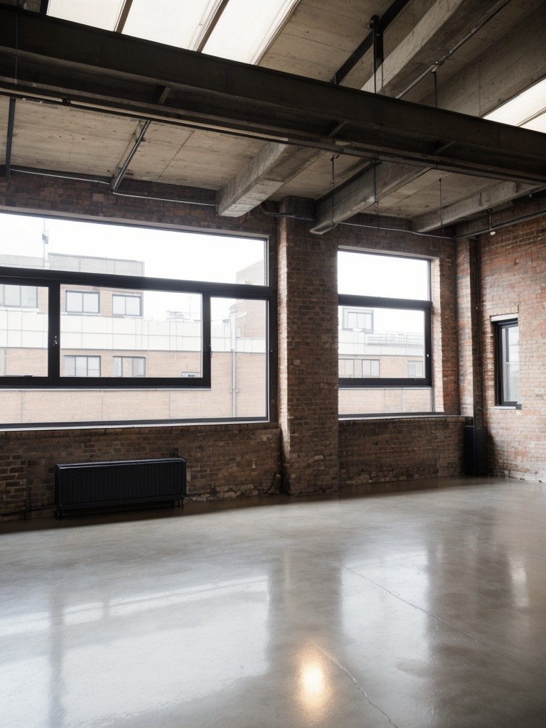 Urban loft apartment decor ideas with exposed beams, concrete floors, and industrial-inspired furniture.