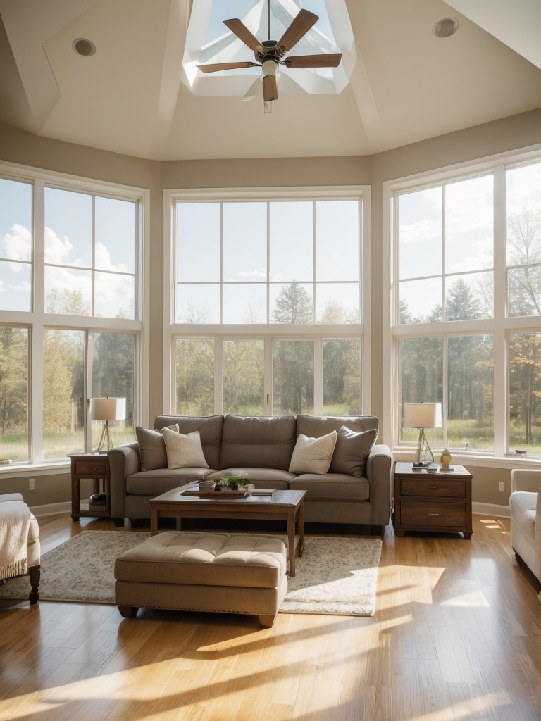 Incorporating ample natural lighting through large windows or skylights to create a bright and airy atmosphere.