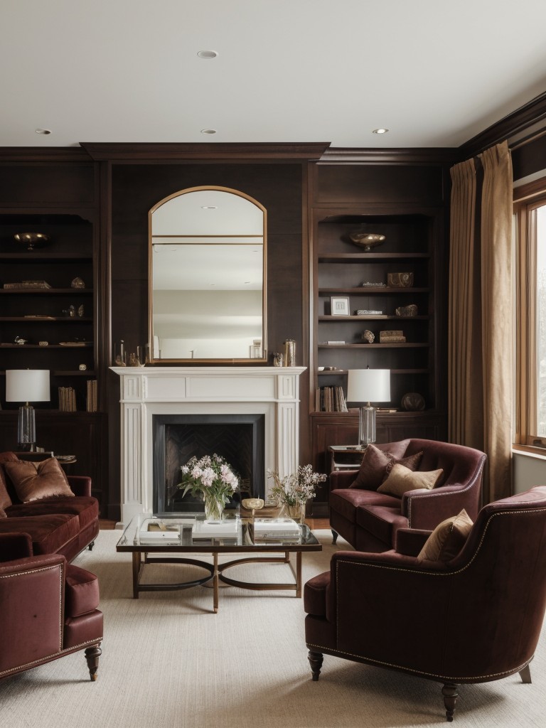 Incorporate rich velvet or leather furniture pieces for an upscale and luxurious feel.
