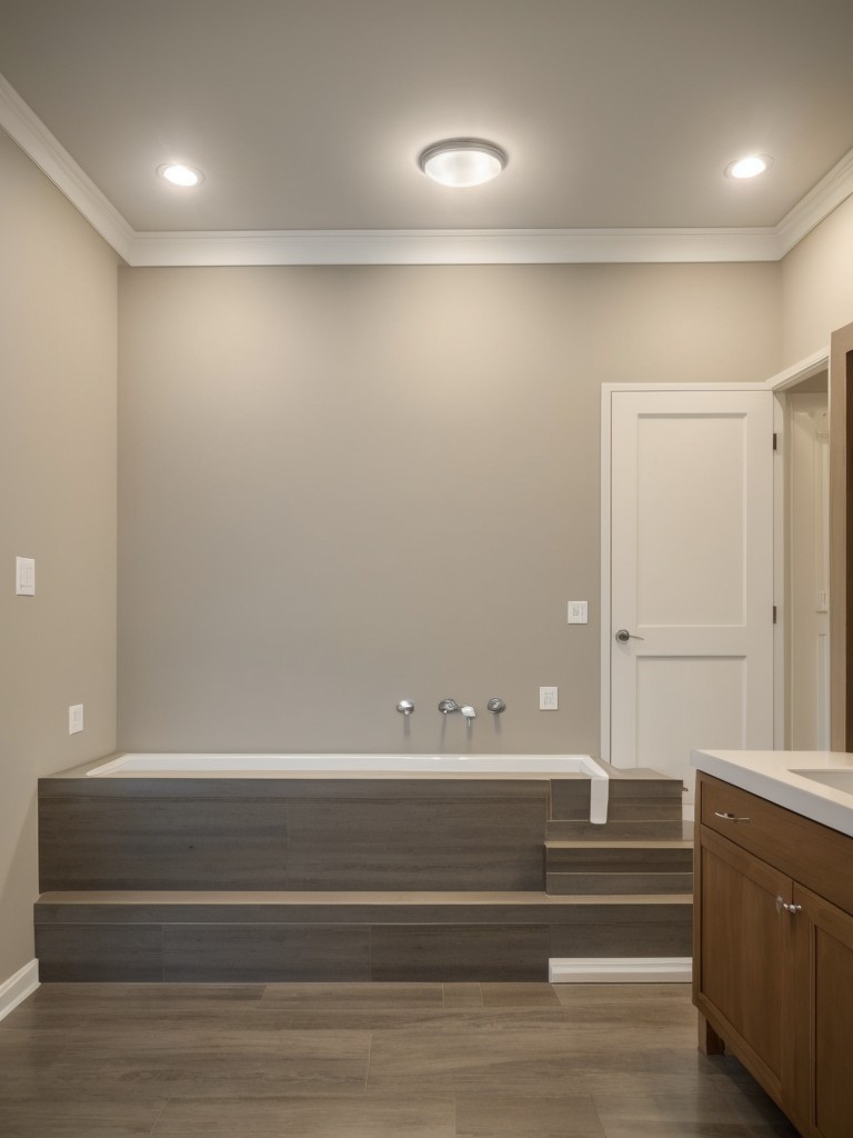 Install recessed lighting with dimmer switches to create a warm and inviting ambiance in the room.
