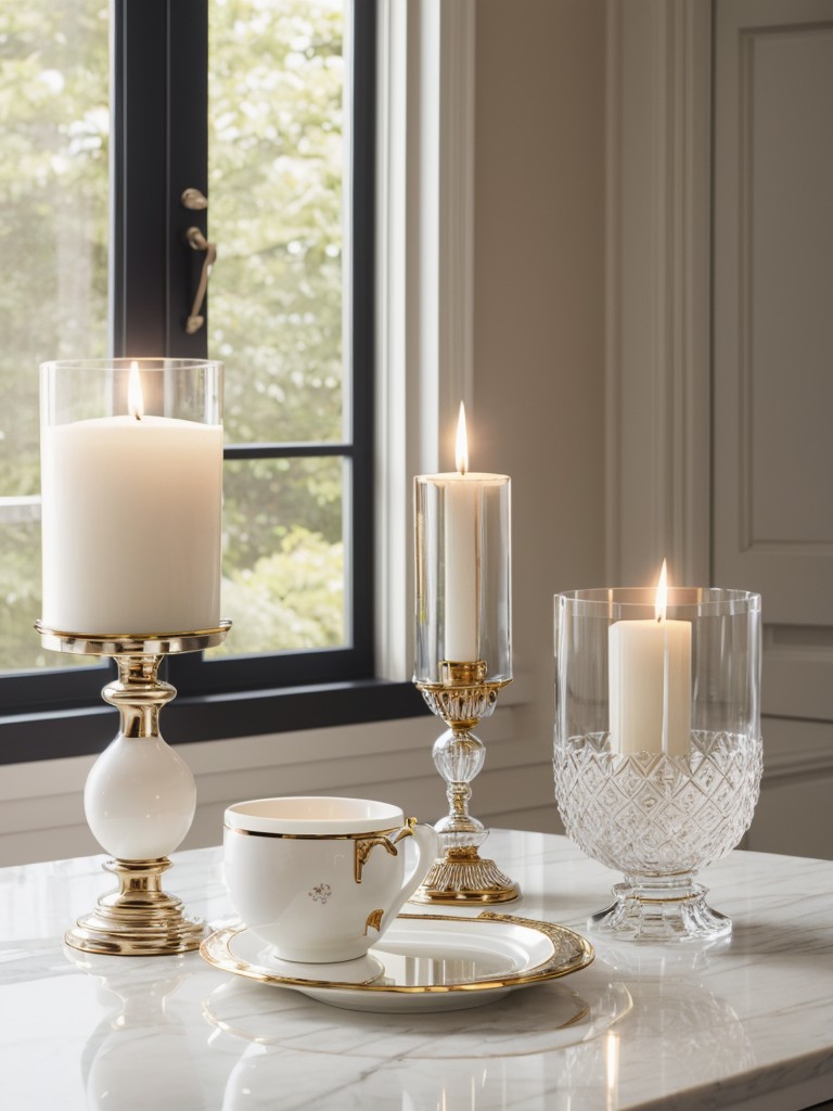 Lastly, complete the look with curated accessories such as crystal vases, decorative candle holders, and fine china.