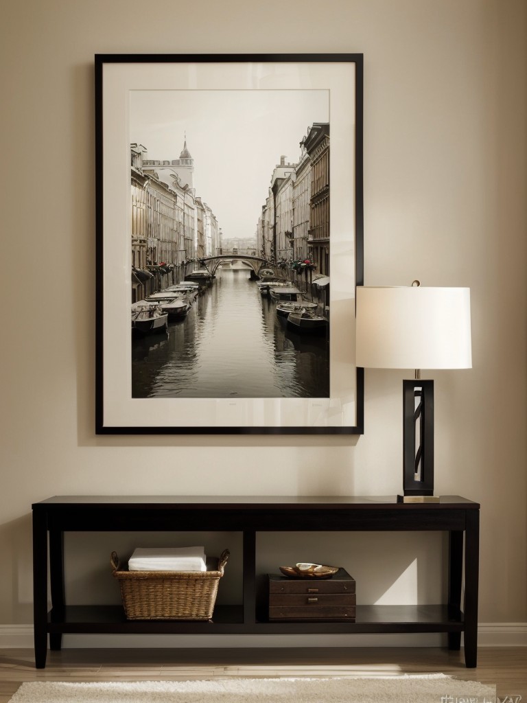 Showcase your favorite art pieces or framed photographs on the walls for a touch of personalized elegance.