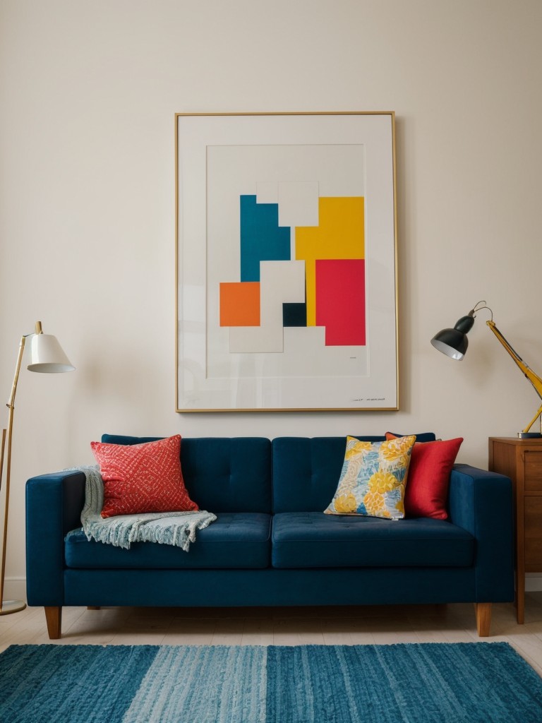 Add a pop of color to the space by incorporating a vibrant artwork or a bold accent wall.