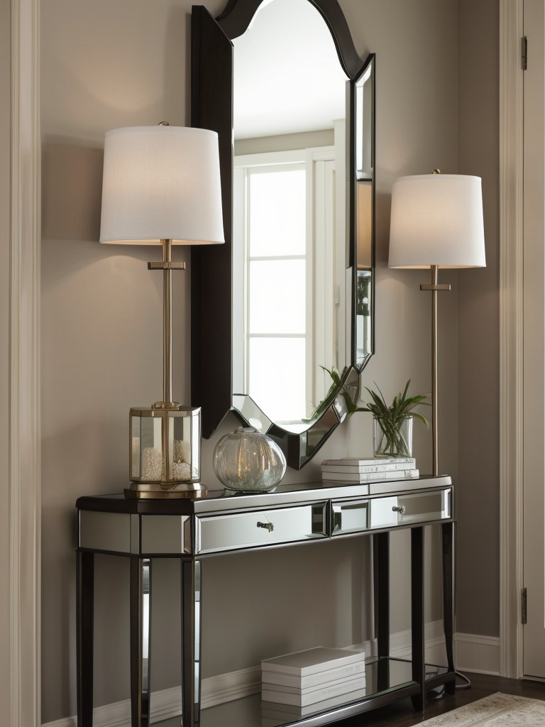 Create a welcoming entryway with a statement mirror, a stylish console table, and a chic statement lighting fixture.