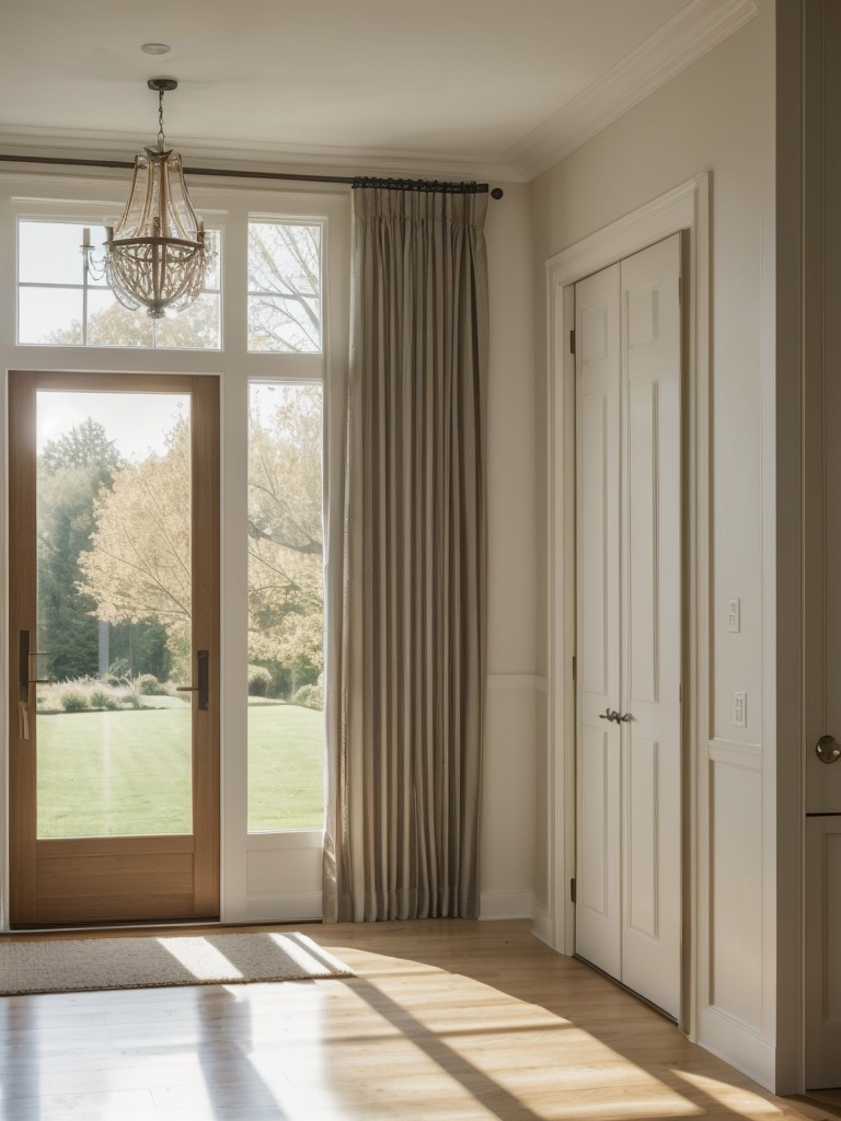 Make the most of the natural light by adding sheer curtains or blinds to the entrance hall windows.