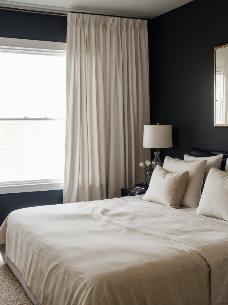 How to create a calming and peaceful bedroom retreat with soft colors, blackout curtains, and luxurious bedding.