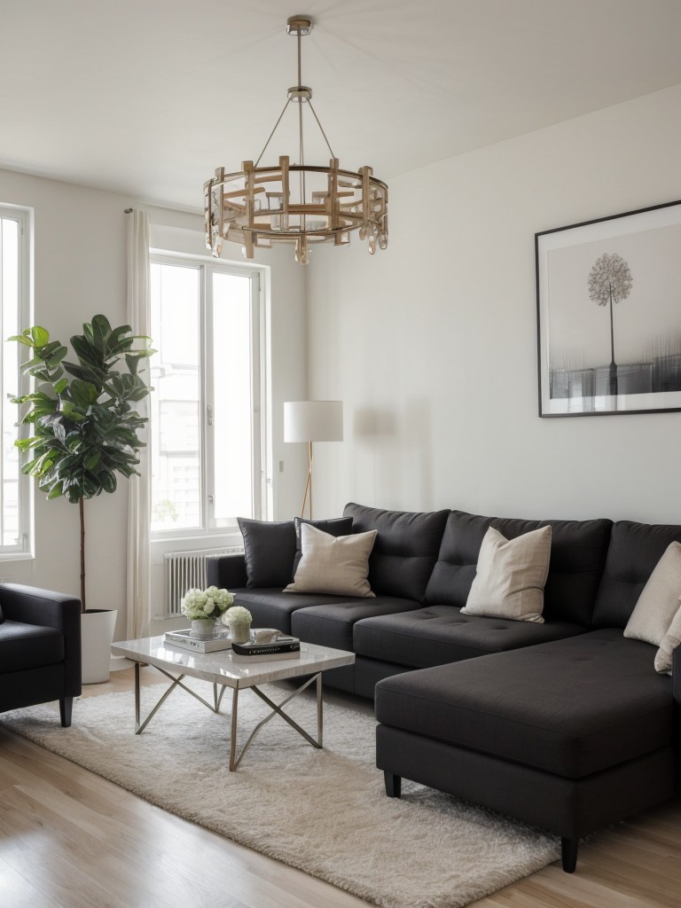 Contemporary apartment decor ideas, showcasing sleek furniture, a blend of textures, and statement pieces to create a polished and on-trend living space.