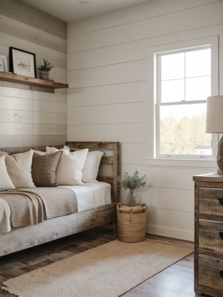 Modern farmhouse apartment decorating ideas, harmonizing rustic and contemporary elements with a neutral color palette, shiplap walls, and farmhouse-inspired decor.