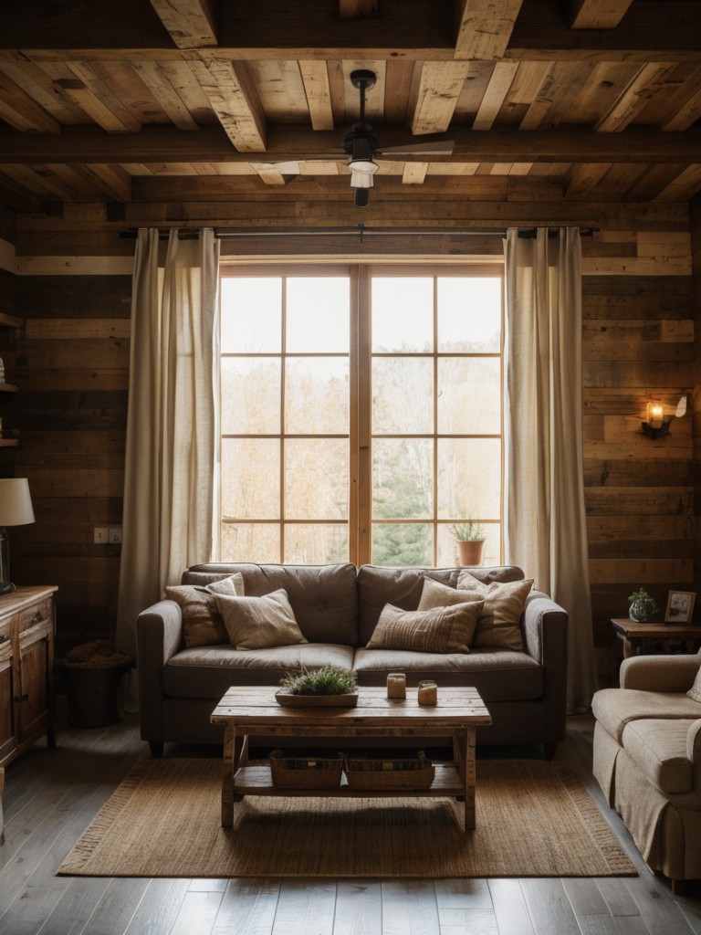 Rustic apartment decorating ideas, incorporating reclaimed wood, earthy tones, and cozy textiles to create a warm and inviting home.