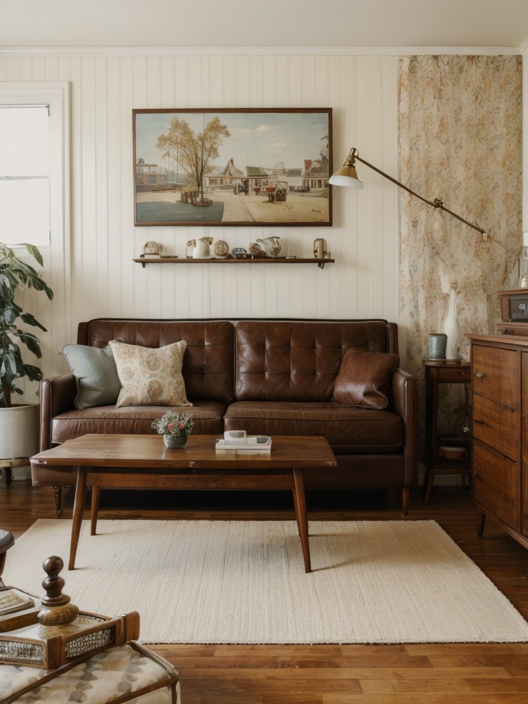 Vintage-inspired apartment design inspiration, incorporating retro furniture, classic patterns, and unique antique finds for a nostalgic and timeless look.