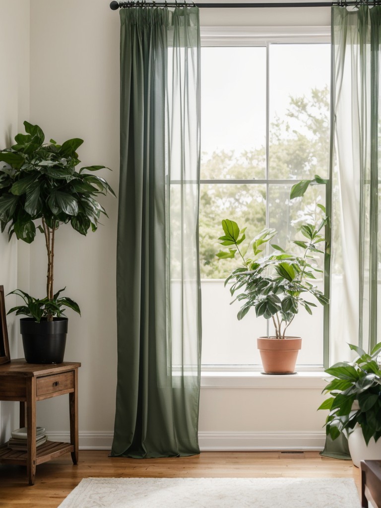 Enhance natural light with a large mirror, sheer curtains, and potted plants for a fresh and airy feel.