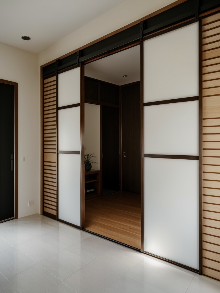 Asian-inspired sliding doors for a minimalist and Zen-like entrance.