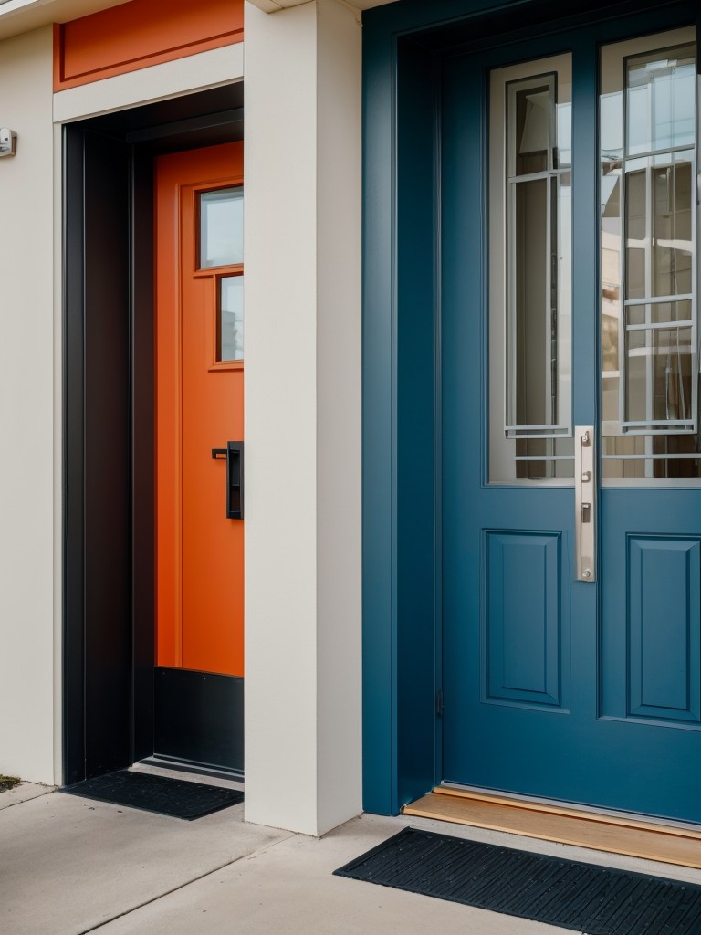 Bold and colorful front doors to make a statement in the apartment building.