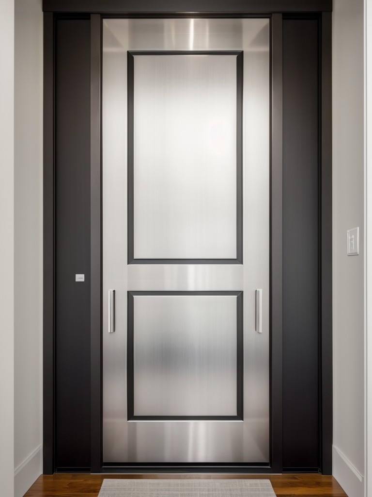 Modern front doors with sleek lines and metallic accents for a contemporary feel.