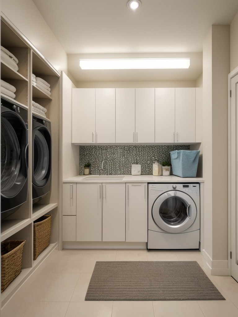 Create a designated laundry area, either within the apartment or in a shared space, with room for a washer and dryer.