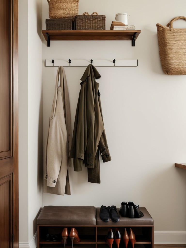 Create a stylish and functional entryway with a coat rack, shoe storage, and a small table or bench for added convenience.