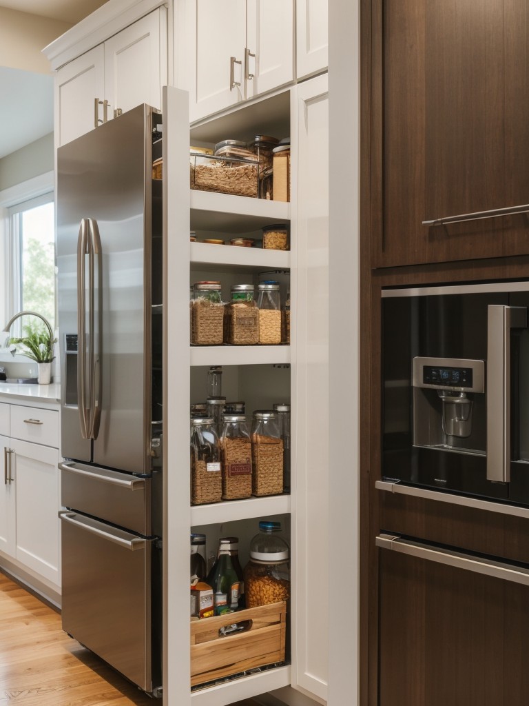 Install efficient kitchen appliances and consider adding a pantry or pantry cabinet for added storage.