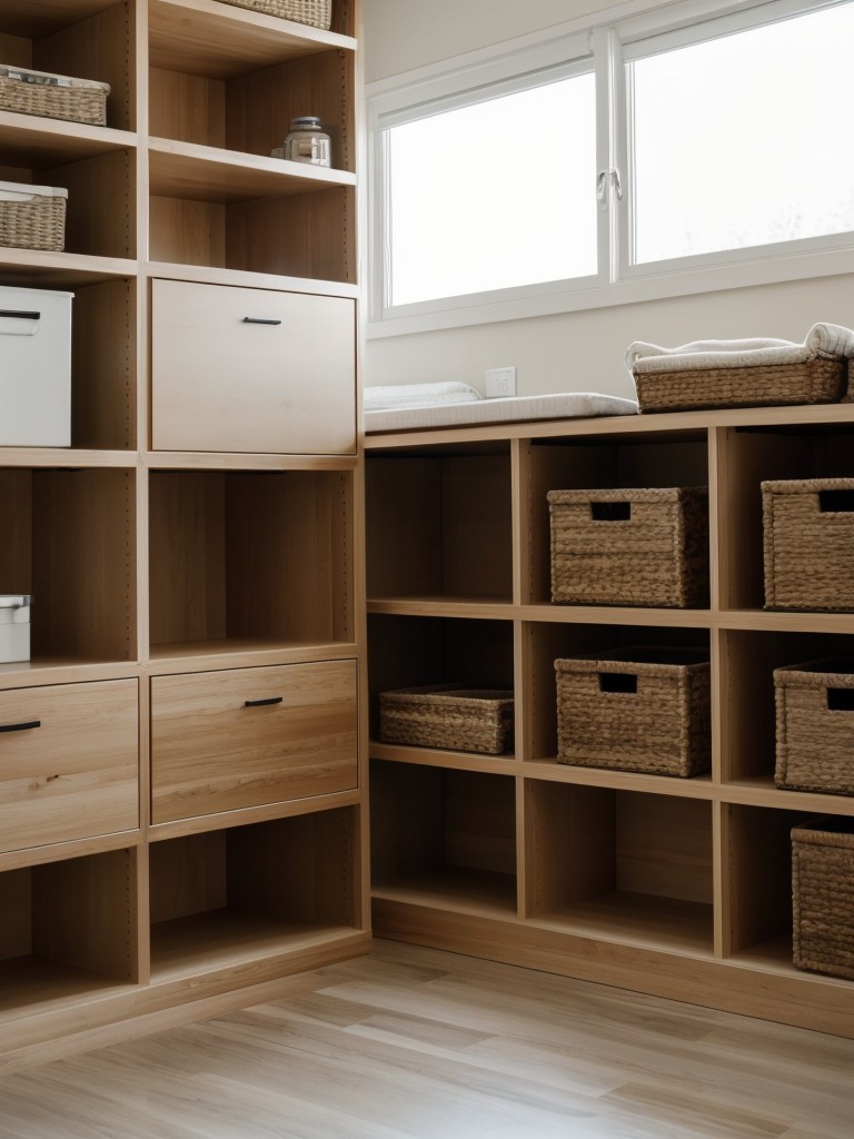 Utilize vertical space by installing floor-to-ceiling shelving or storage units for maximum storage capacity.