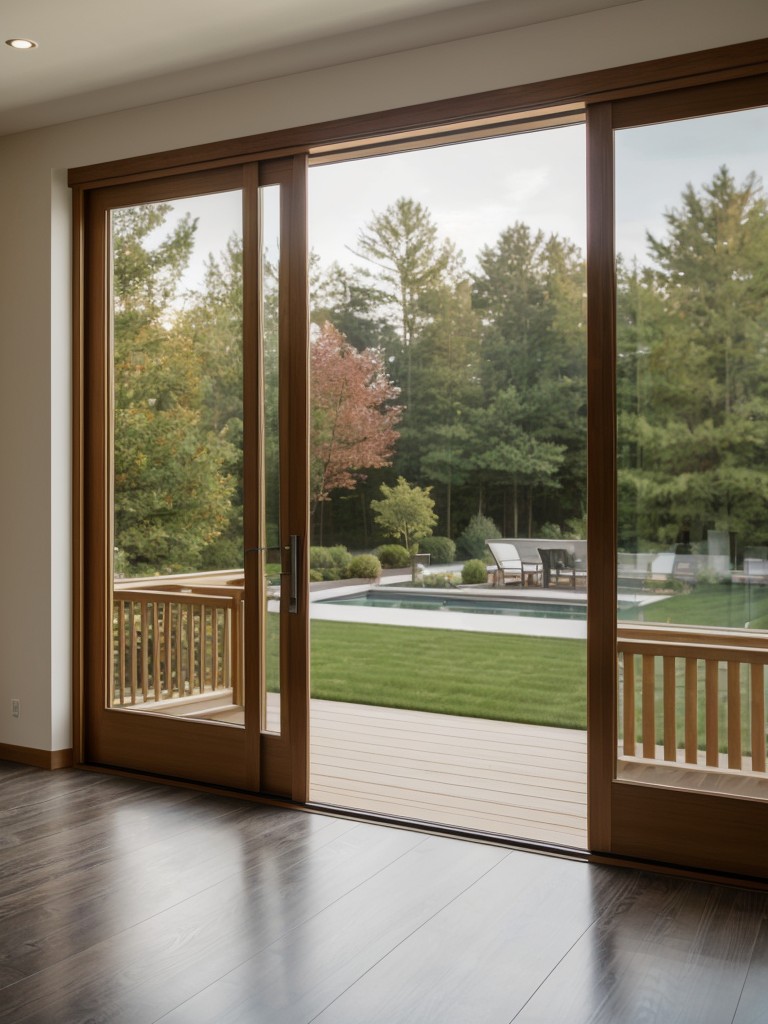 Install large windows or glass doors to enhance the sense of openness and connect the indoor and outdoor spaces seamlessly.