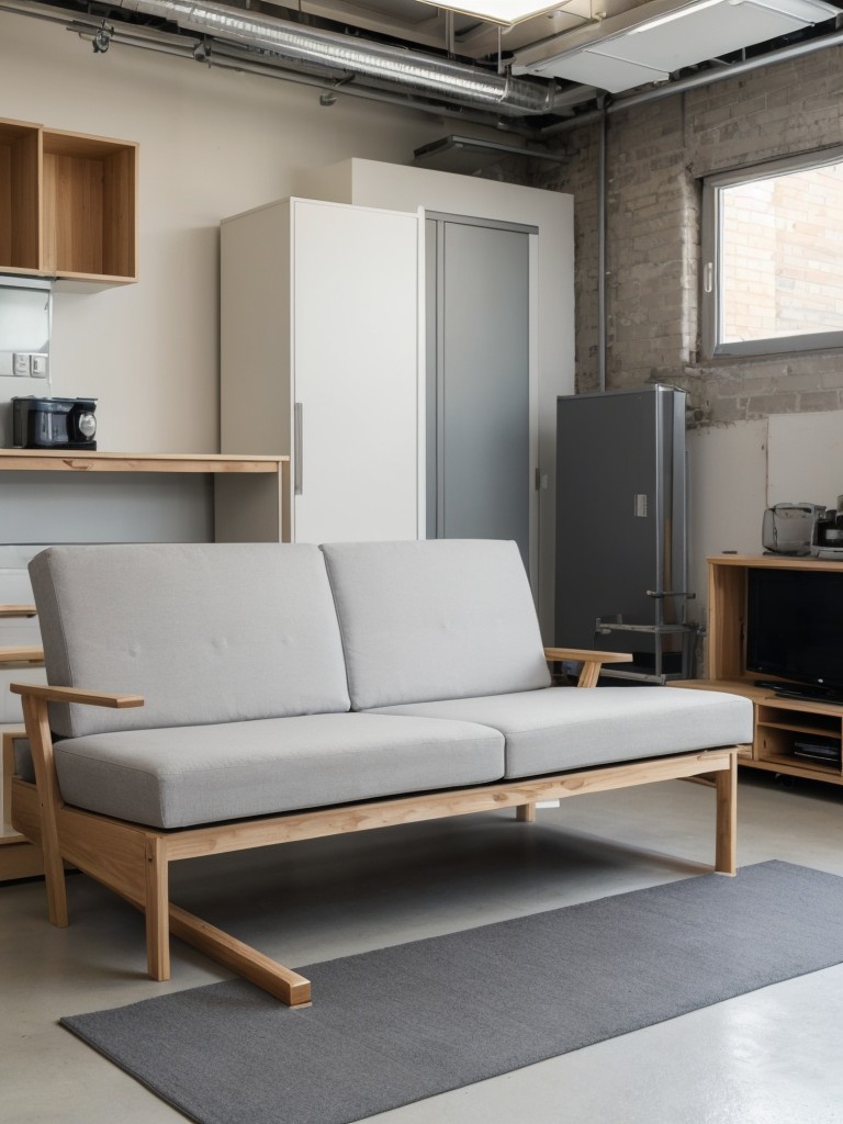 Use multi-functional furniture pieces, such as foldable tables or sleeper sofas, to optimize limited space in the converted garage apartment.