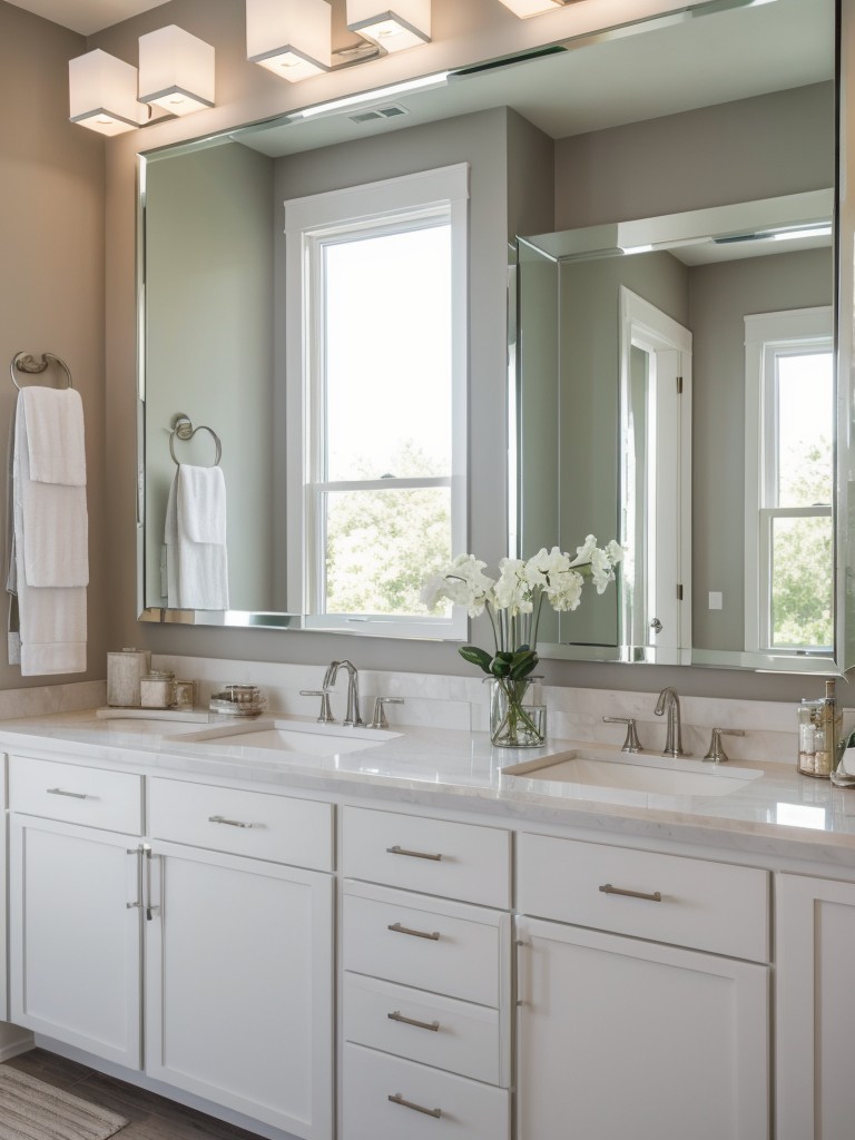 Utilize mirrors strategically to reflect light and make the space appear larger and more open.