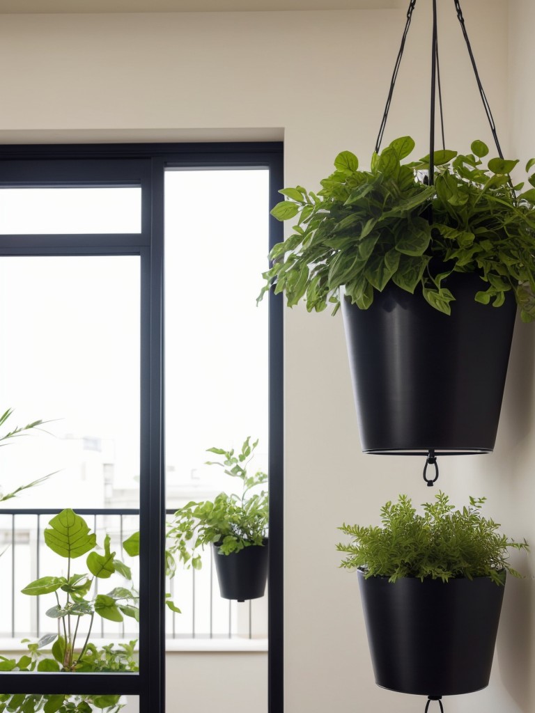 Decorative and space-saving planters, like vertical garden systems or hanging plant baskets, to bring life to indoor apartments.