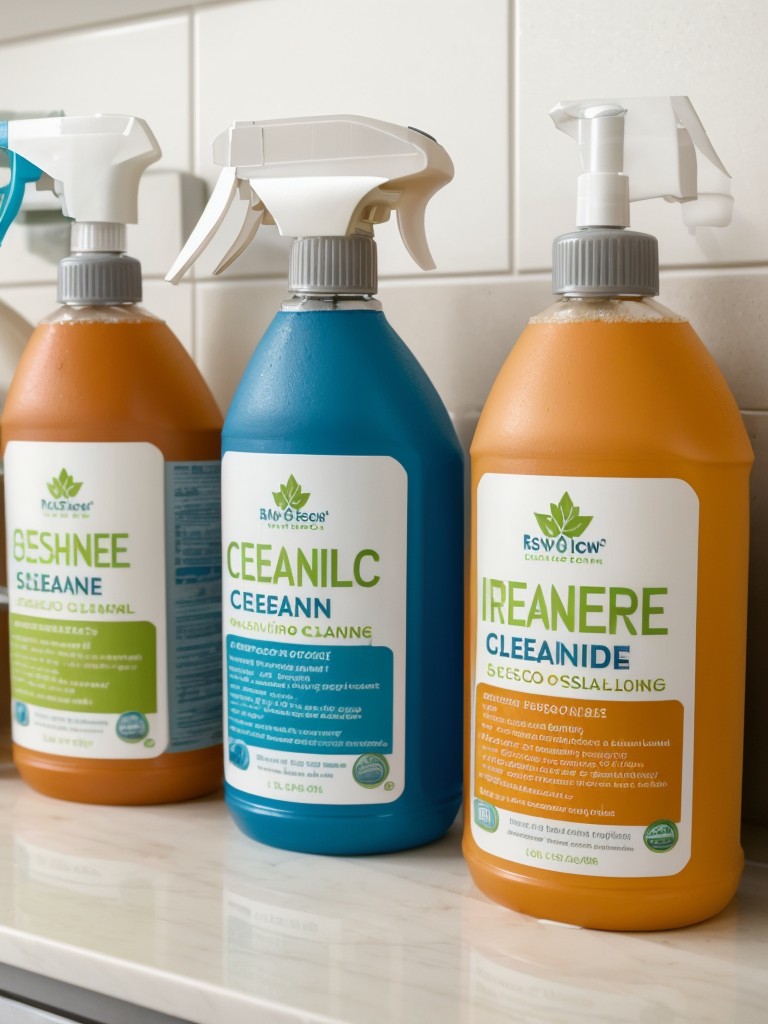 A set of eco-friendly household cleaning products to promote a sustainable lifestyle.