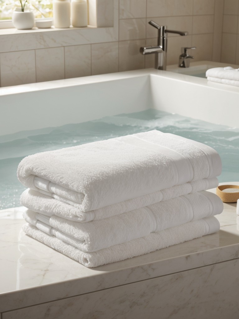 A set of luxurious bath towels or spa essentials for a relaxing retreat.