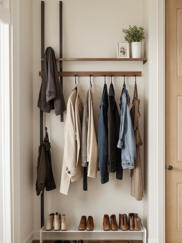 A unique and stylish coat rack or entryway organizer to keep their apartment tidy.