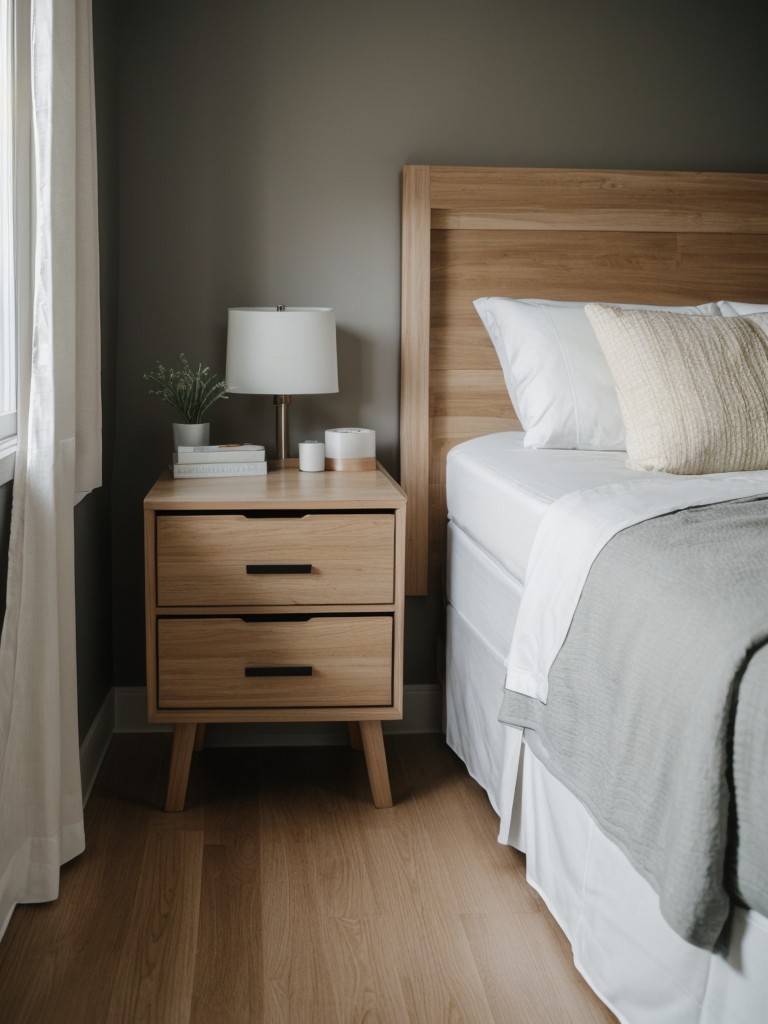 Bedside caddies or floating nightstands for small bedrooms without floor space for regular nightstands.