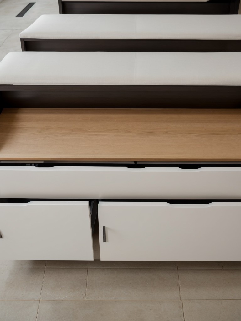 Built-in storage benches for additional seating and hidden storage.