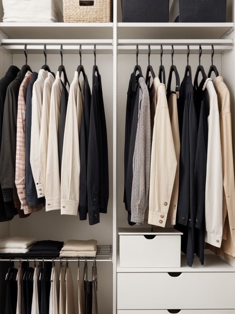 Space-saving hangers or closet organizers to maximize wardrobe storage.