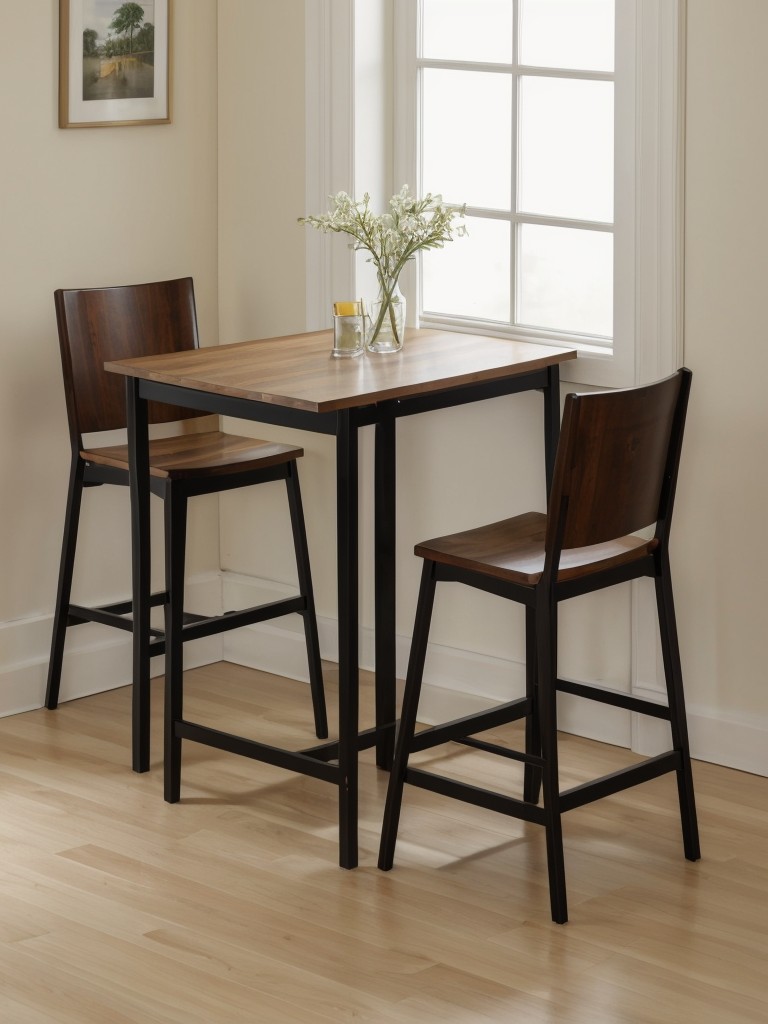 A folding table or a compact dining set for small spaces.