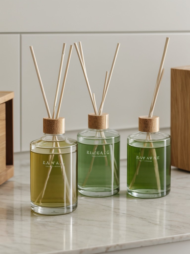 A set of sustainable cleaning products or an eco-friendly home fragrance diffuser.