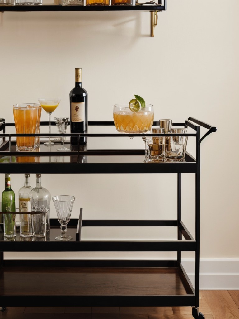 A stylish bar cart or a set of cocktail glasses to entertain guests.